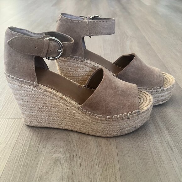 Marc Fisher Alita Platform Wedge Espadrille Sandals Taupe 9.5 Casual Vacation - Picture 1 of 7